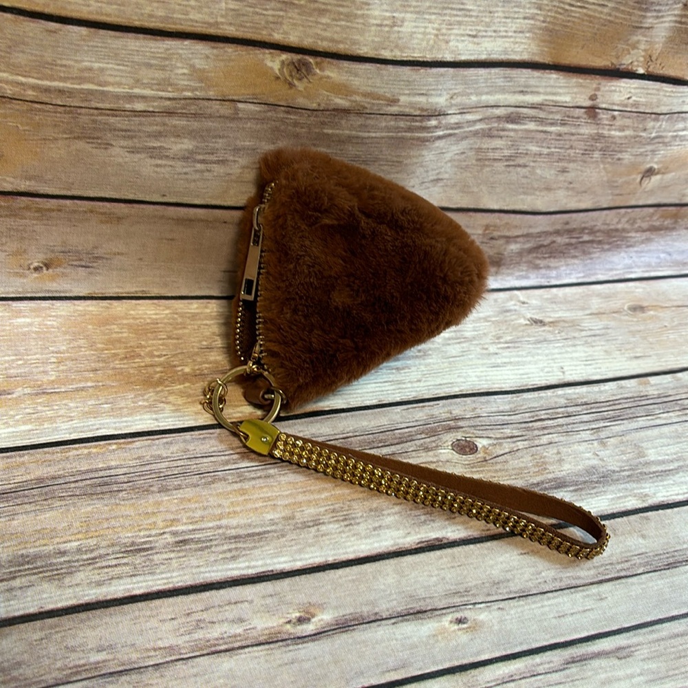 Brown, furry hand purse